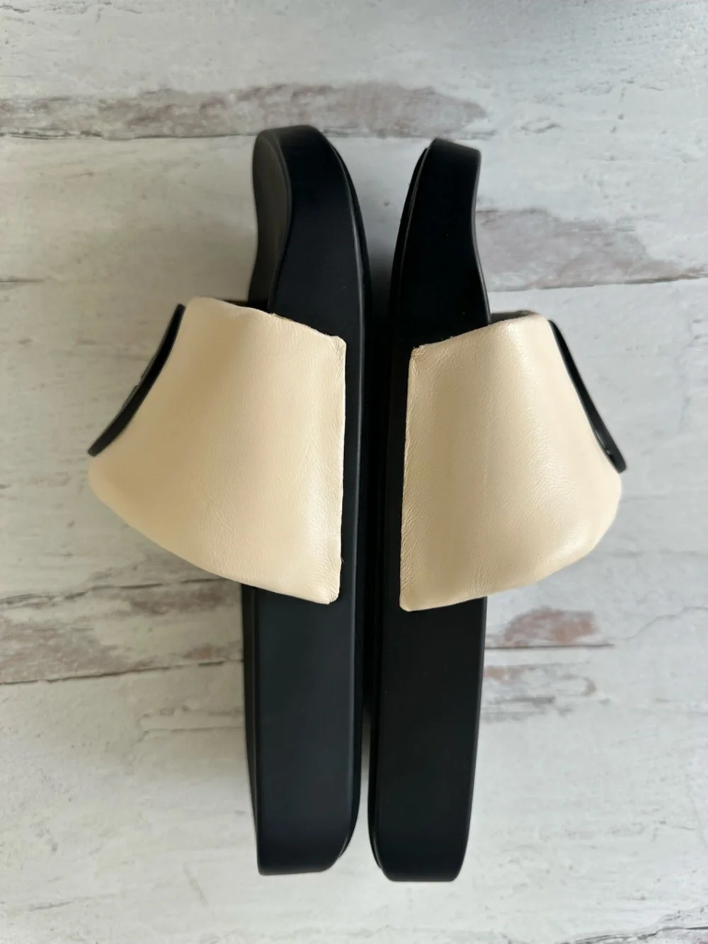 Tory Burch Black & Cream Logo Slide Sandals - Picture 3 of 12